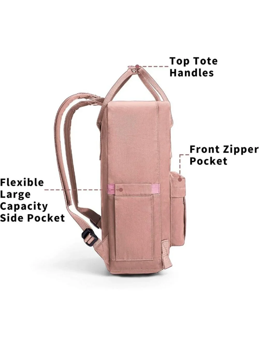 Stylish Pink Casual Laptop Backpack for Travel, College, Hiking & Gym - 15